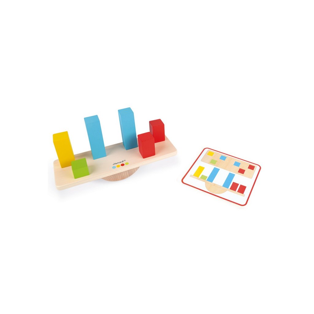 Dřevěná hračka váhy a závaží s předlohami série Montessori Janod