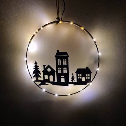 Závěsný kovový kruh s LED světlem