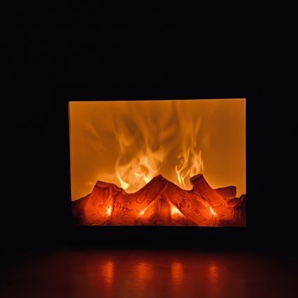Imitace krbu s plápolajícím LED ohněm  29x23 cm