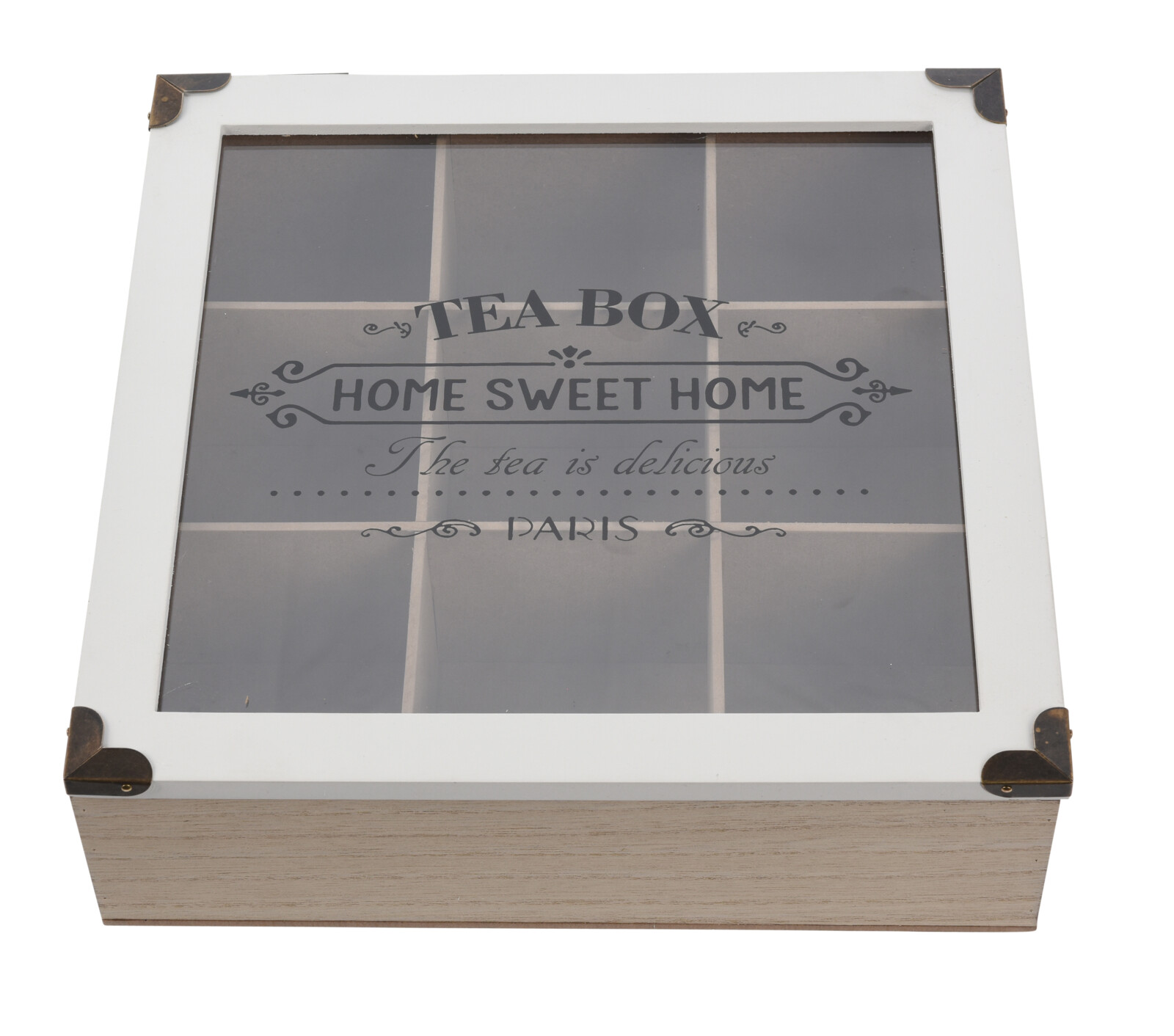 Levně Krabice na čaj dřevěná s kováním Barva: Bílá