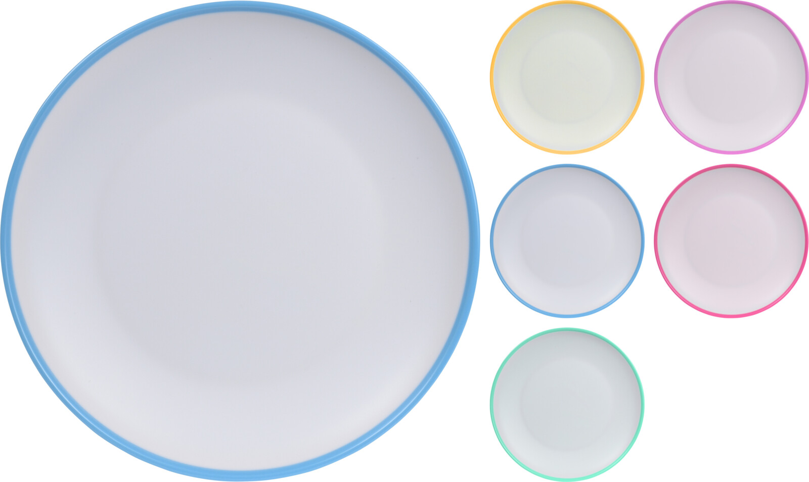 Melamin dezertní talíř s barevným proužkem Barva: Fuchsiová